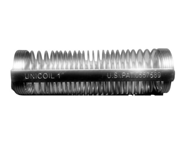 Unicoil-Slides over hose to prevent kinking or collapsing of standard hoses when making a sharp bend or traveling over the edge of the roof